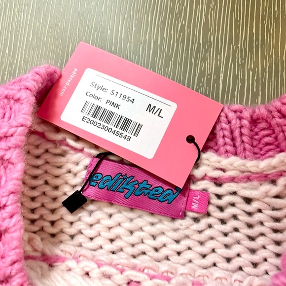 Pink Cropped Knit Striped Sweater - Picture 7 of 10